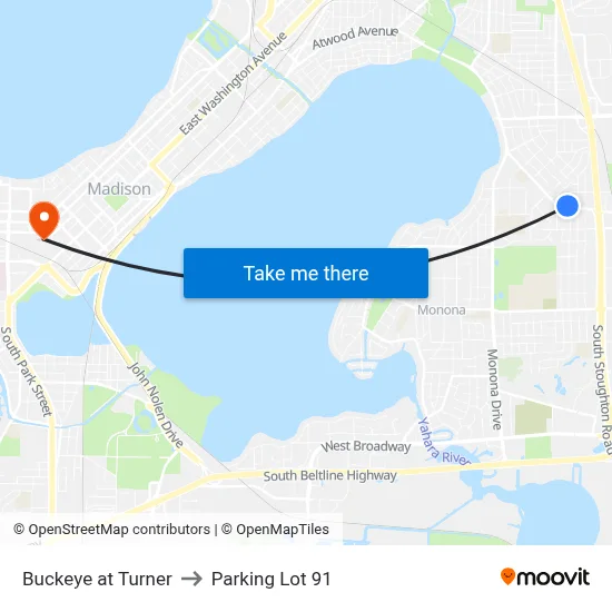 Buckeye at Turner to Parking Lot 91 map