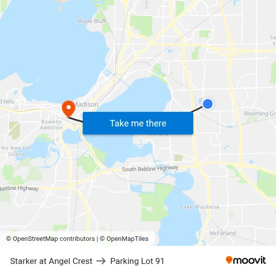 Starker at Angel Crest to Parking Lot 91 map