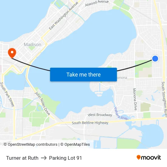 Turner at Ruth to Parking Lot 91 map