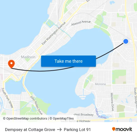 Dempsey at Cottage Grove to Parking Lot 91 map