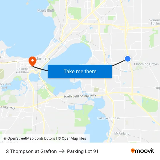 S Thompson at Grafton to Parking Lot 91 map