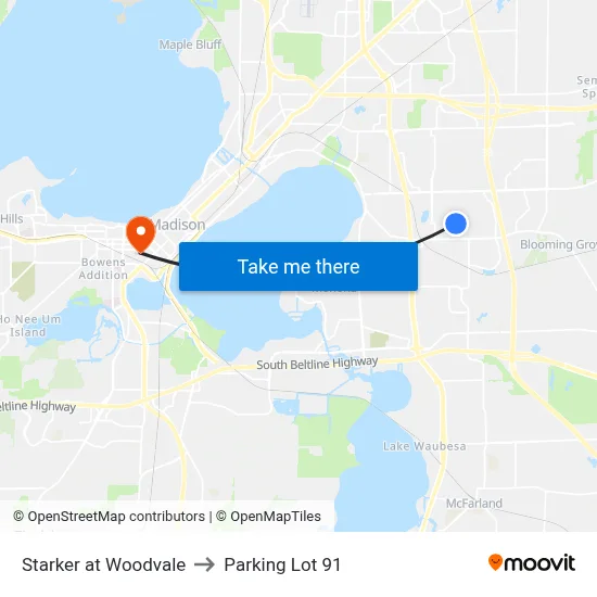 Starker at Woodvale to Parking Lot 91 map