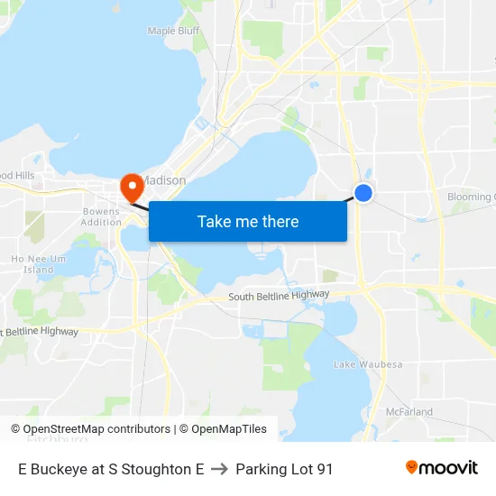E Buckeye at S Stoughton E to Parking Lot 91 map