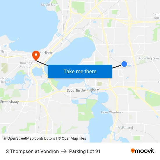 S Thompson at Vondron to Parking Lot 91 map