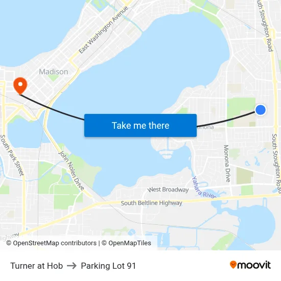 Turner at Hob to Parking Lot 91 map