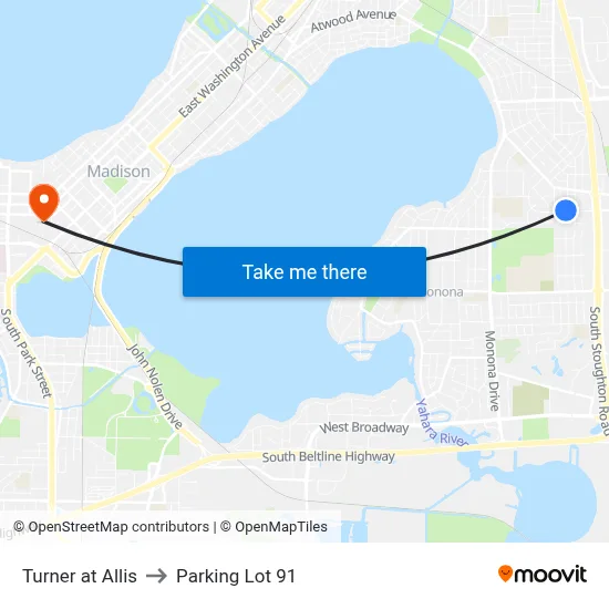 Turner at Allis to Parking Lot 91 map