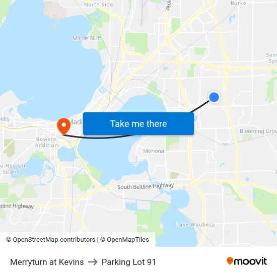 Merryturn at Kevins to Parking Lot 91 map