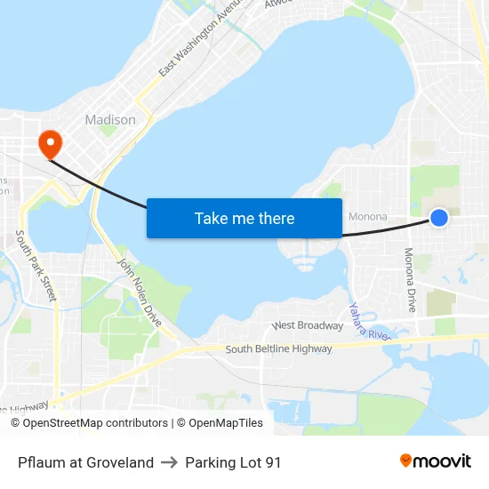 Pflaum at Groveland to Parking Lot 91 map