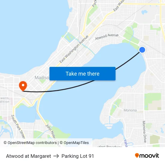 Atwood at Margaret to Parking Lot 91 map