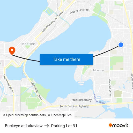 Buckeye at Lakeview to Parking Lot 91 map