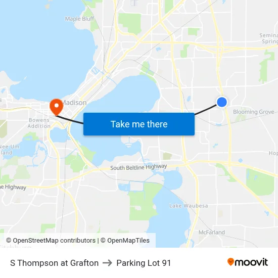S Thompson at Grafton to Parking Lot 91 map