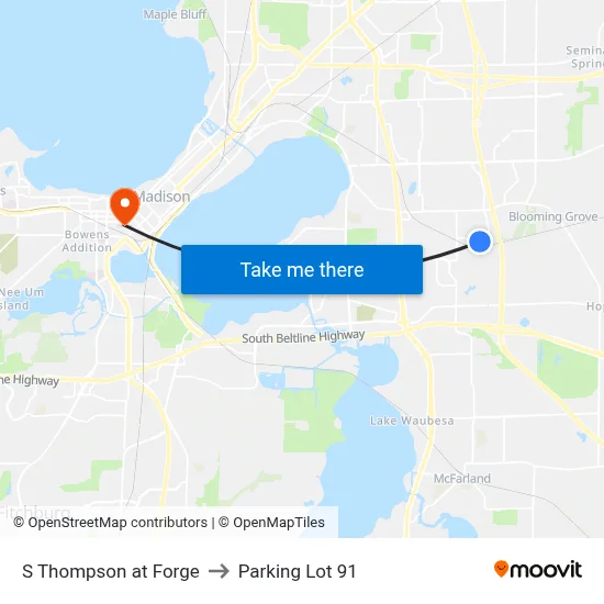S Thompson at Forge to Parking Lot 91 map