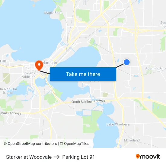 Starker at Woodvale to Parking Lot 91 map