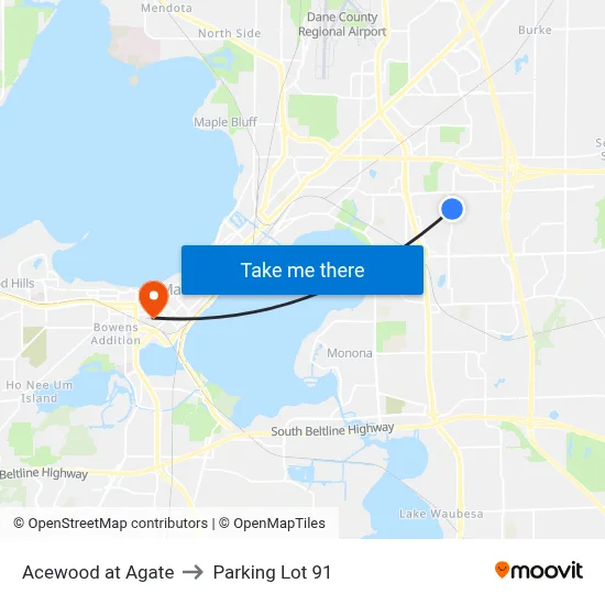 Acewood at Agate to Parking Lot 91 map