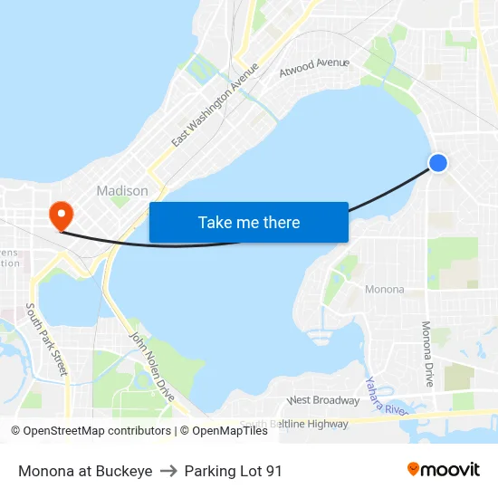 Monona at Buckeye to Parking Lot 91 map
