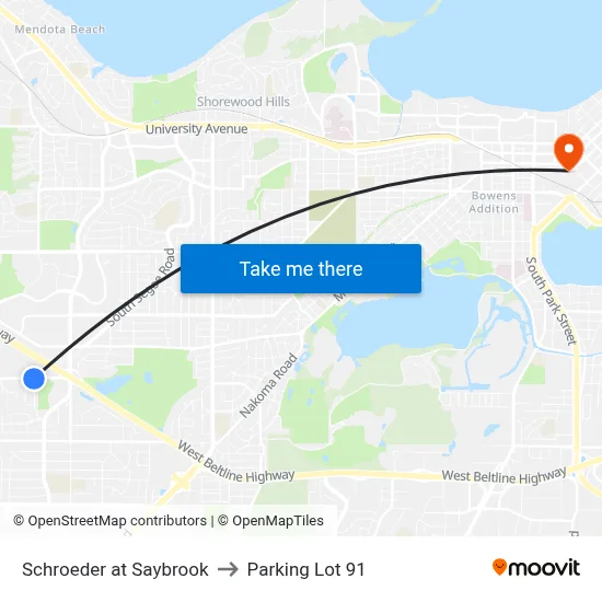 Schroeder at Saybrook to Parking Lot 91 map