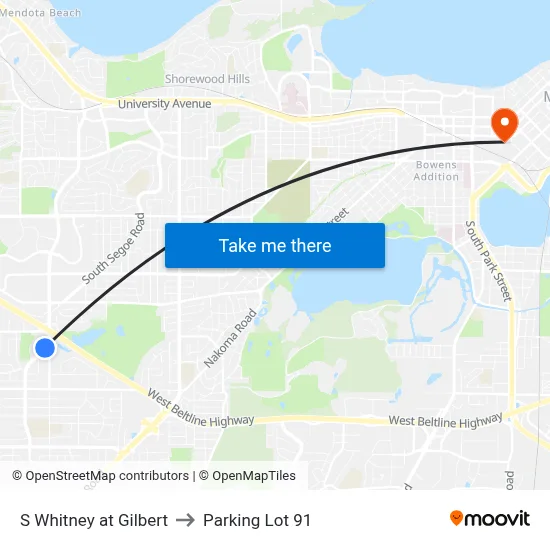 S Whitney at Gilbert to Parking Lot 91 map