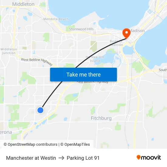 Manchester at Westin to Parking Lot 91 map