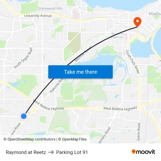Raymond at Reetz to Parking Lot 91 map