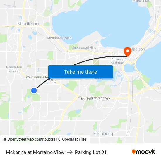 Mckenna at Morraine View to Parking Lot 91 map