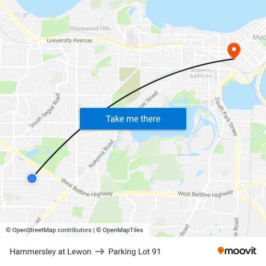 Hammersley at Lewon to Parking Lot 91 map
