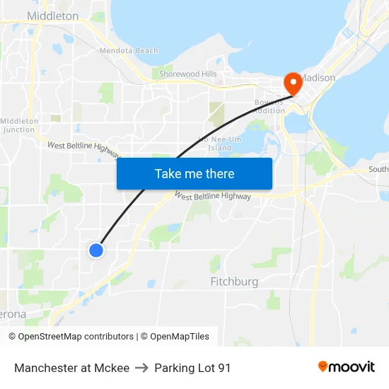 Manchester at Mckee to Parking Lot 91 map