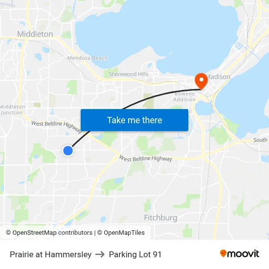 Prairie at Hammersley to Parking Lot 91 map
