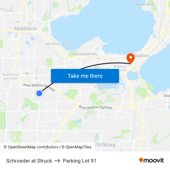 Schroeder at Struck to Parking Lot 91 map