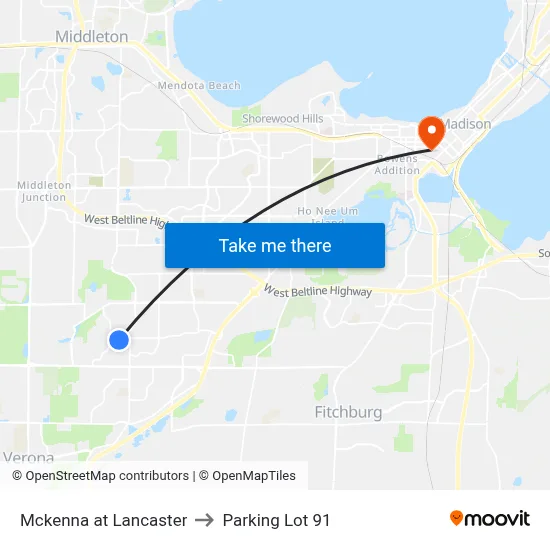 Mckenna at Lancaster to Parking Lot 91 map