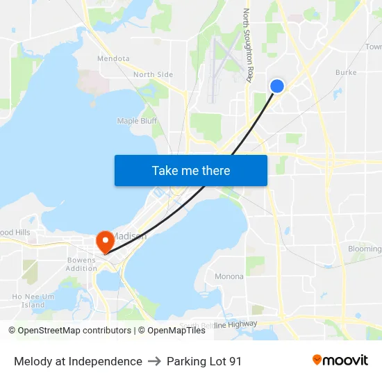 Melody at Independence to Parking Lot 91 map