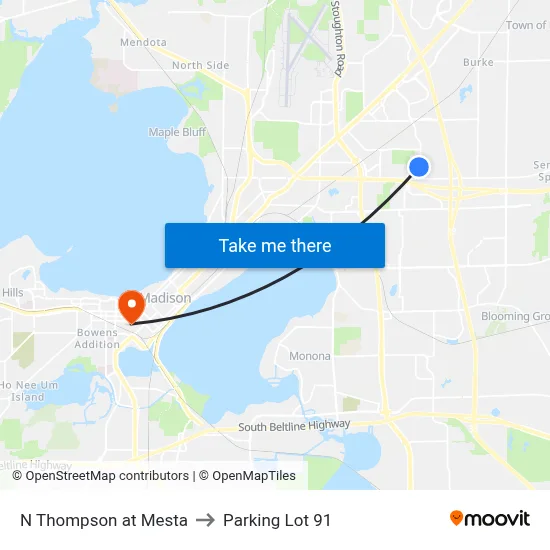 N Thompson at Mesta to Parking Lot 91 map