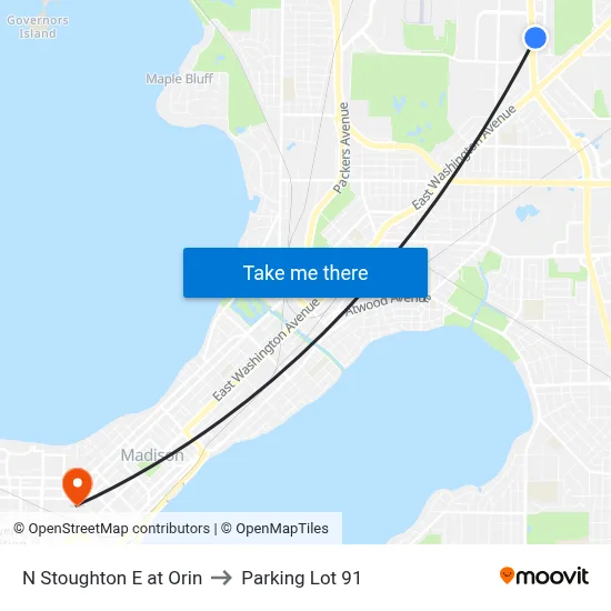 N Stoughton E at Orin to Parking Lot 91 map