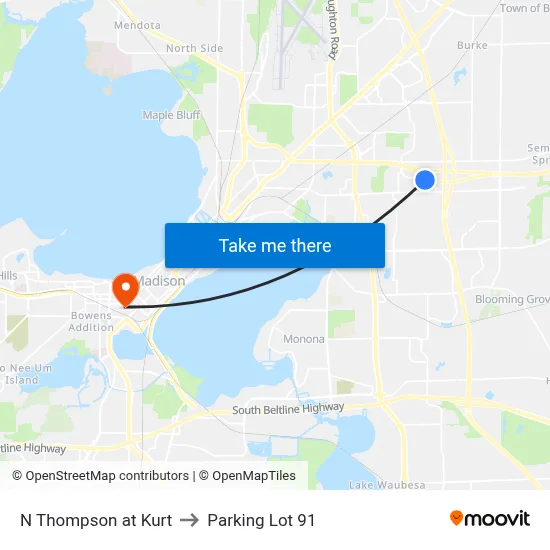 N Thompson at Kurt to Parking Lot 91 map