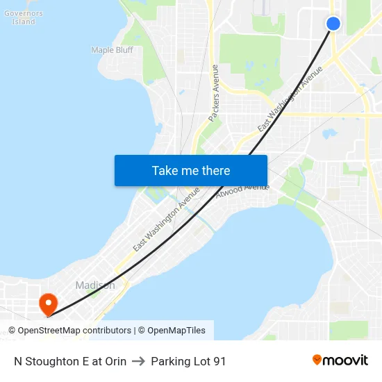 N Stoughton E at Orin to Parking Lot 91 map
