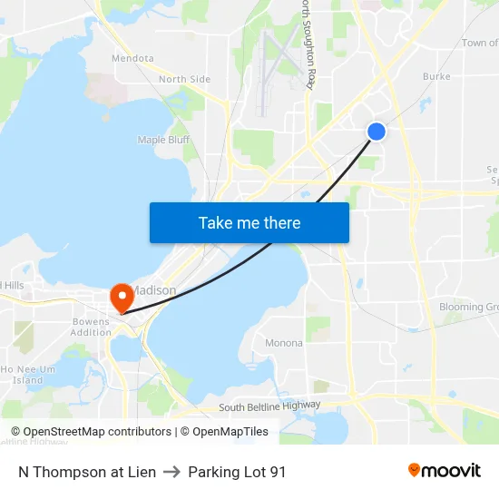 N Thompson at Lien to Parking Lot 91 map