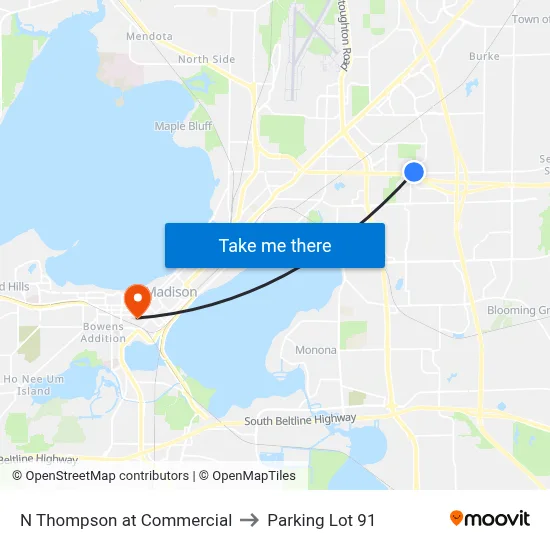 N Thompson at Commercial to Parking Lot 91 map