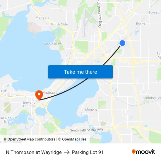 N Thompson at Wayridge to Parking Lot 91 map