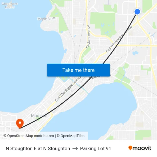 N Stoughton E at N Stoughton to Parking Lot 91 map