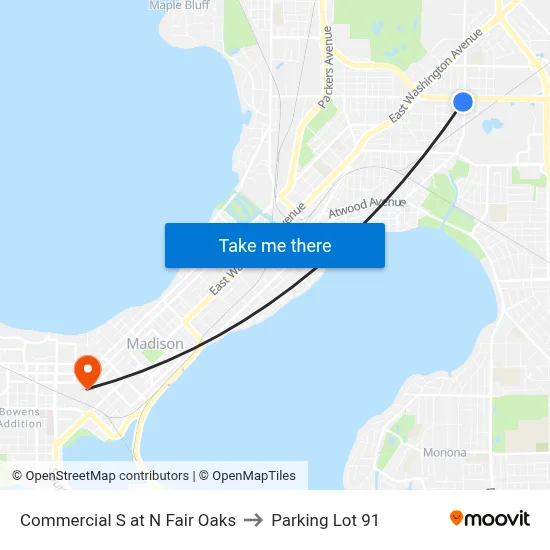 Commercial S at N Fair Oaks to Parking Lot 91 map