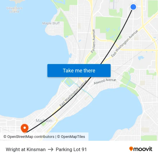 Wright at Kinsman to Parking Lot 91 map