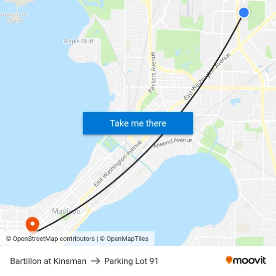 Bartillon at Kinsman to Parking Lot 91 map