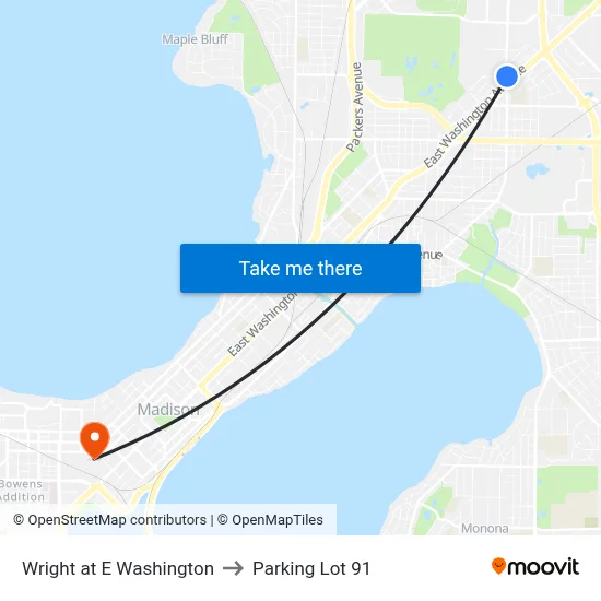 Wright at E Washington to Parking Lot 91 map