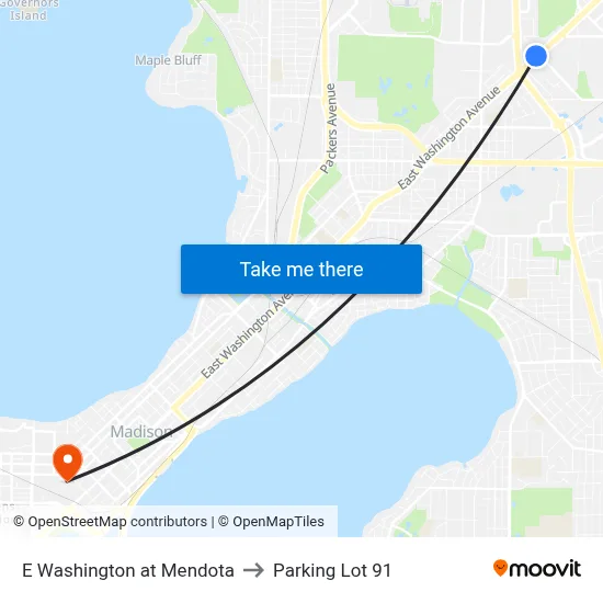 E Washington at Mendota to Parking Lot 91 map