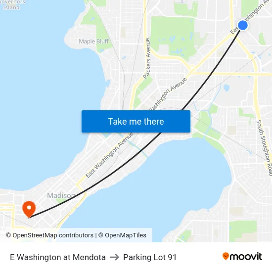 E Washington at Mendota to Parking Lot 91 map