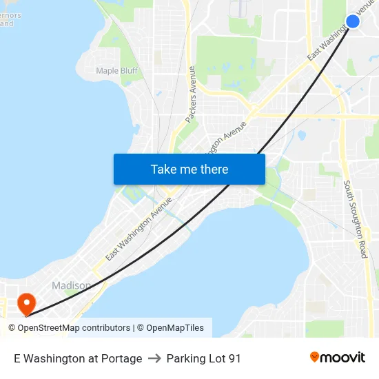 E Washington at Portage to Parking Lot 91 map