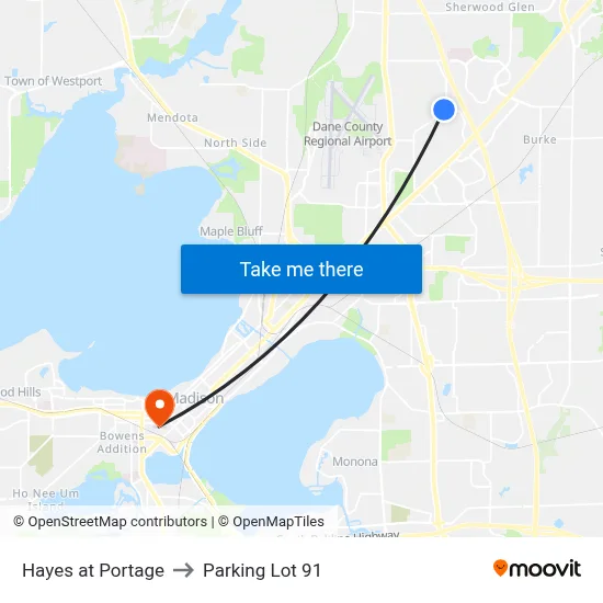 Hayes at Portage to Parking Lot 91 map