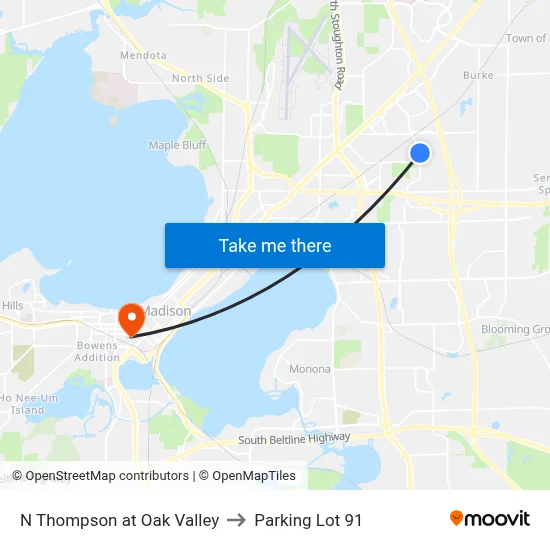 N Thompson at Oak Valley to Parking Lot 91 map