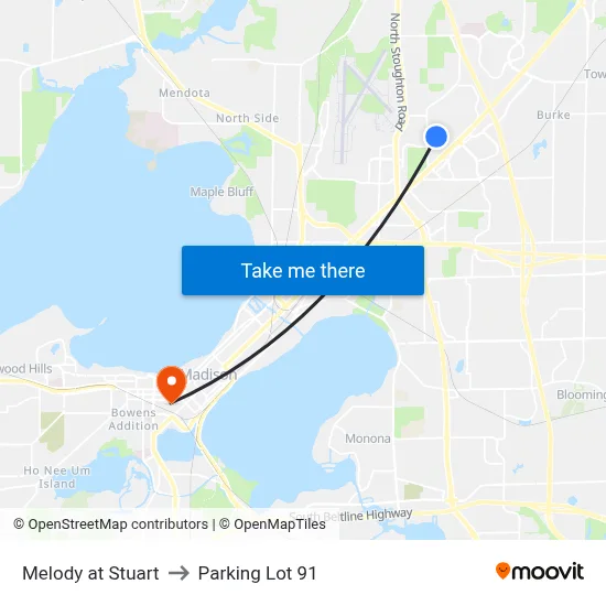 Melody at Stuart to Parking Lot 91 map