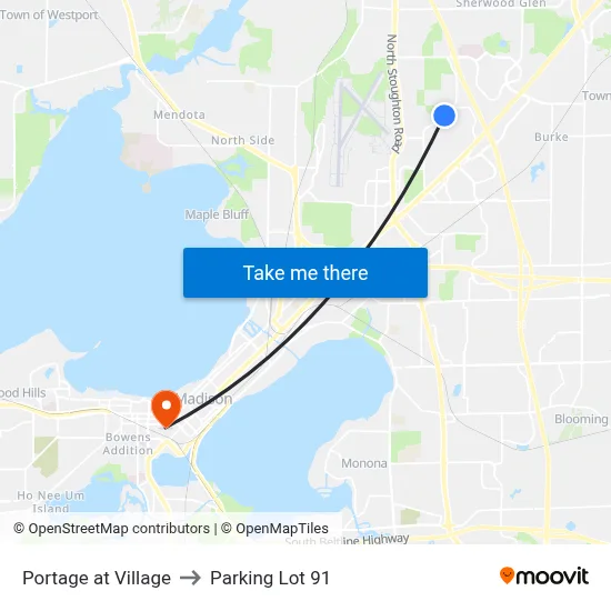 Portage at Village to Parking Lot 91 map