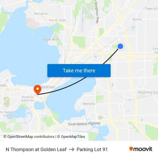 N Thompson at Golden Leaf to Parking Lot 91 map